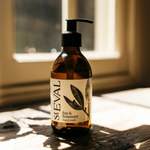 St Eval Bay and Rosemary Hand Wash in a 240ml artisan glass bottle.