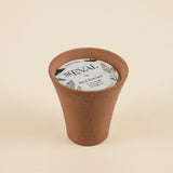 St Eval Bay and Rosemary Potager Candle in a ribbed speckled stoneware herb pot.