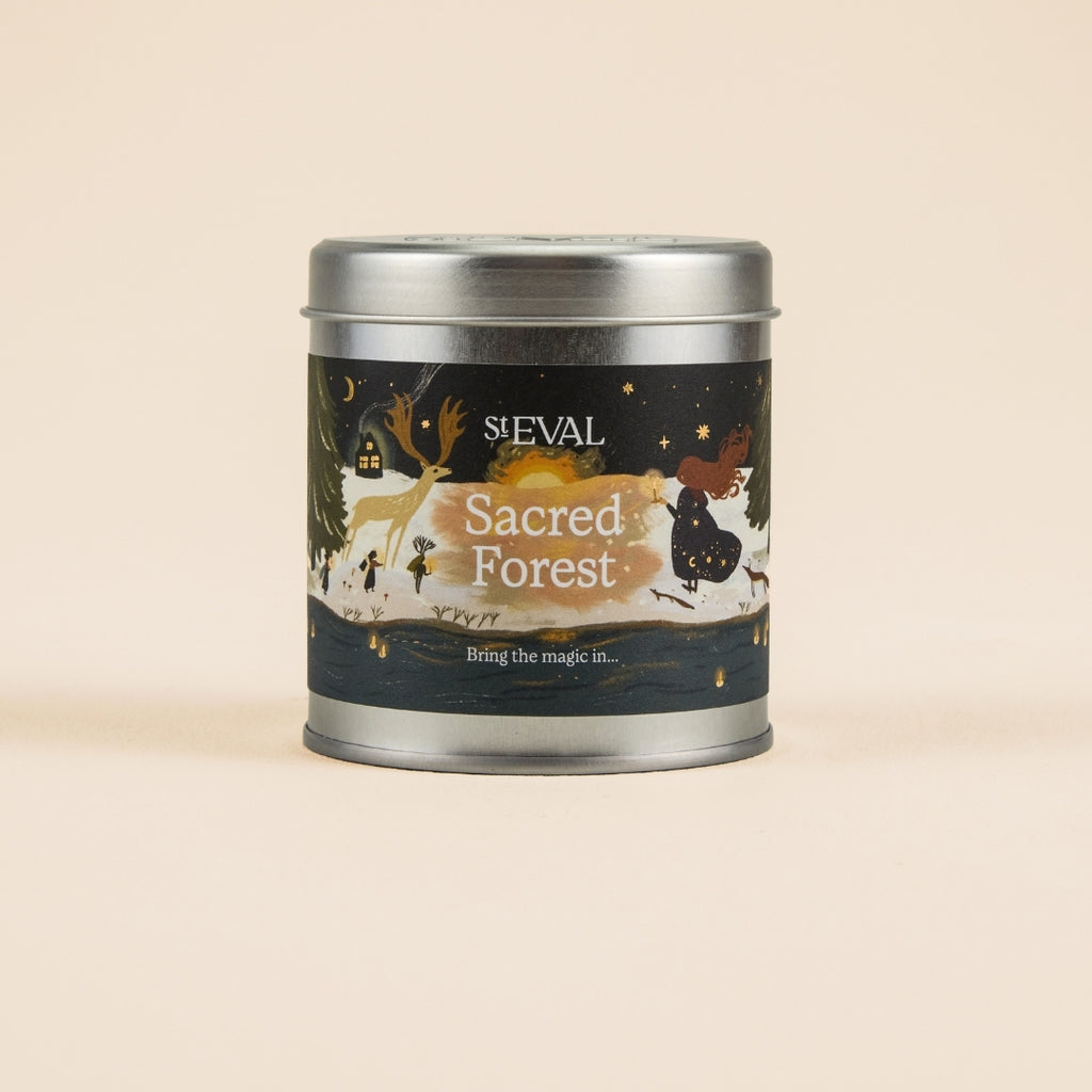 Woody, earthy and enchanting — St. Eval’s Sacred Forest candle blends cedarwood, pine and amber to capture the still, magical calm of winter woods.