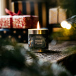 St Eval Winter Thyme scented Christmas tin candle with illustrated festive woodland design