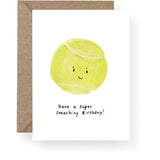 Tennis birthday card with Have a Super Smashing Birthday message.
Cute tennis themed birthday card for tennis players and fans.