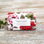 Shop Sweet Rose & Peony Soap by Toasted Crumpet. A luxury 190g floral soap bar with a soft, romantic fragrance—perfect for gifting.