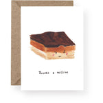 Thanks a Million thank you card with hand-painted watercolour millionaire’s shortbread illustration.