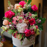 Luxury statement bouquet featuring roses, hydrangeas and seasonal flowers in an abundant garden-inspired design.