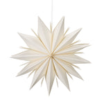 The Starlight white LED illuminated hanging Christmas star with intricate folded paper points, designed for festive window displays.