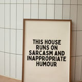Playful black and cream typography wall art print with humorous quote. Luxury A4 giclée print on fine art paper for modern homes and gallery walls.
