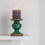 Sea-turquoise Thasos Candleholder inspired by the Greek islands. Add Mediterranean charm and coastal elegance to your home with a warm, inviting glow.