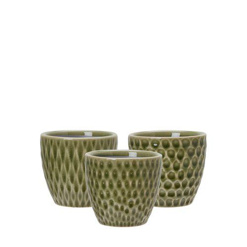 Vania green patterned mini plant pots in assorted designs