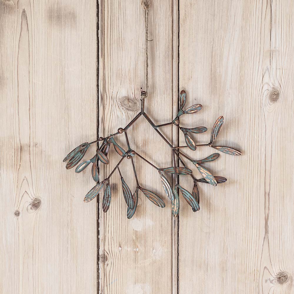 Vintage Brass Coloured Mistletoe Bunch hanging Christmas decoration.