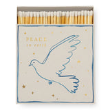 Wanderlust Paper Co. Peace Dove luxury matchbox with elegant gold foil detailing and 125 extra-long safety matches for candles and fireplaces.