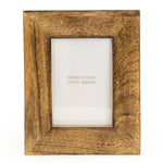 Freestanding wedge wood photo frame with a natural wooden finish for displaying photographs on shelves, desks and mantelpieces.