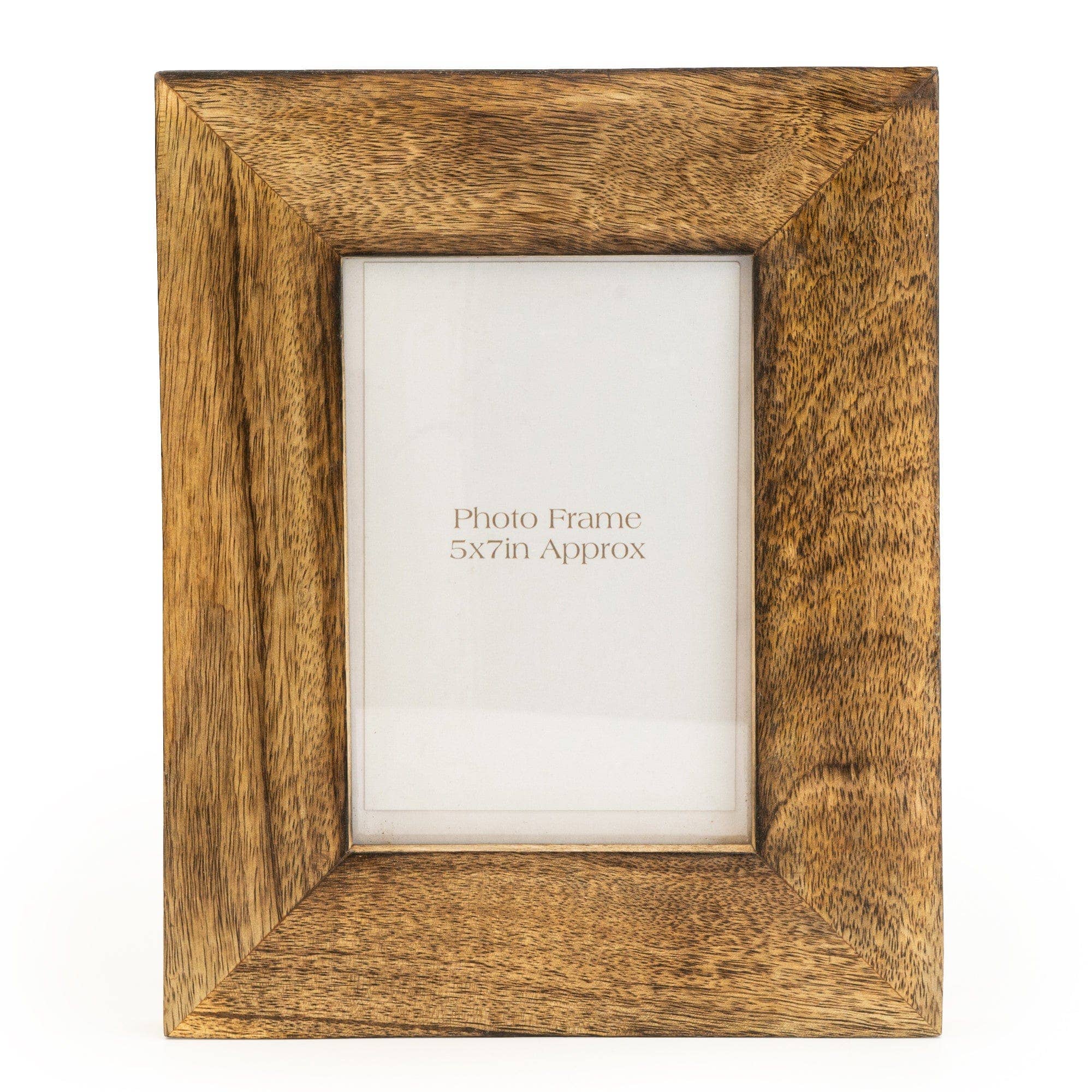 Freestanding wedge wood photo frame with a natural wooden finish for displaying photographs on shelves, desks and mantelpieces.