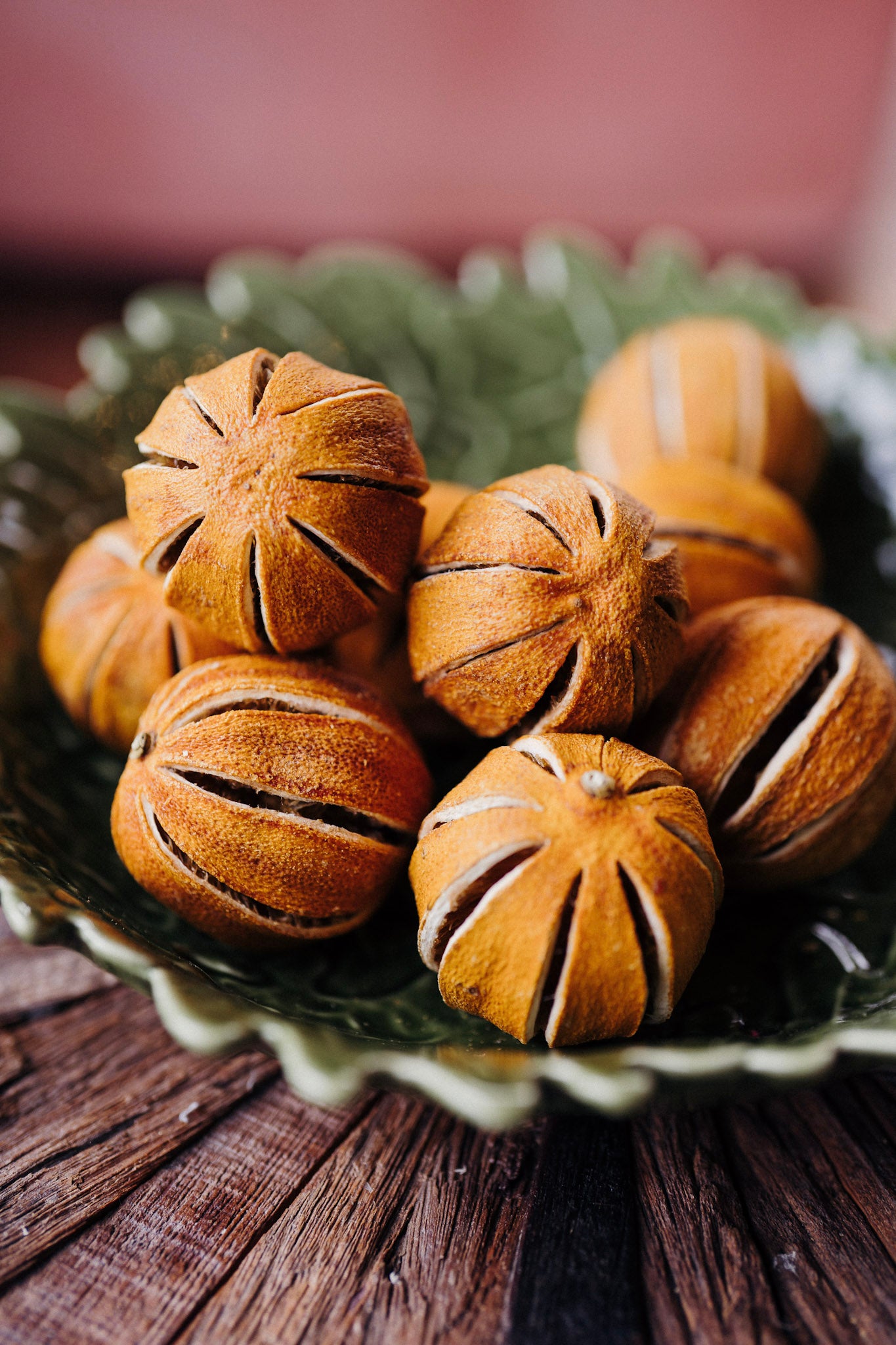 Whole dried oranges for Christmas wreath making and natural festive decorations