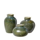 Wikholm Eliora green melange mini porcelain bud vases in three shapes