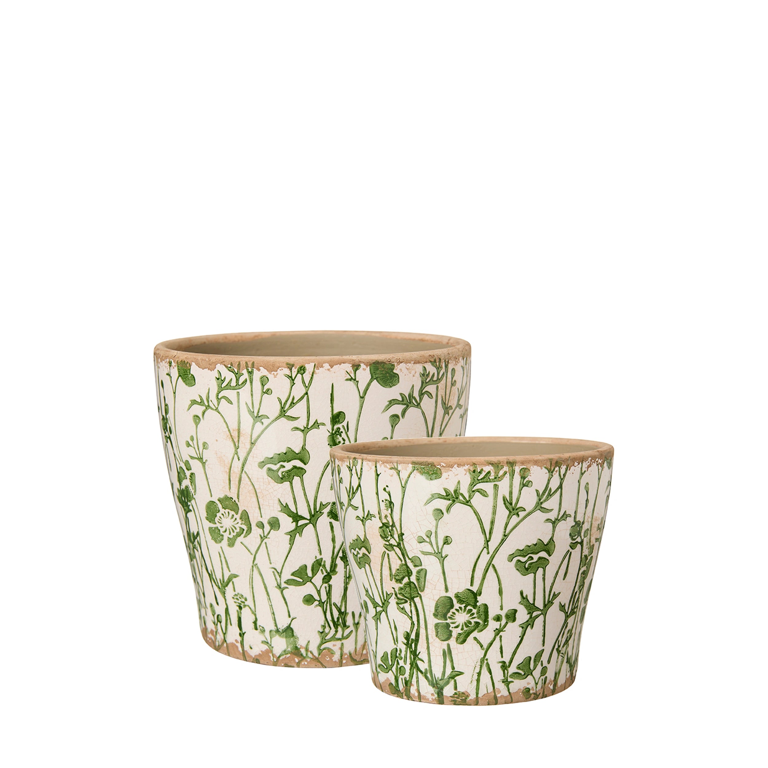 Wikholm Form Hermine stoneware plant pots in white and green