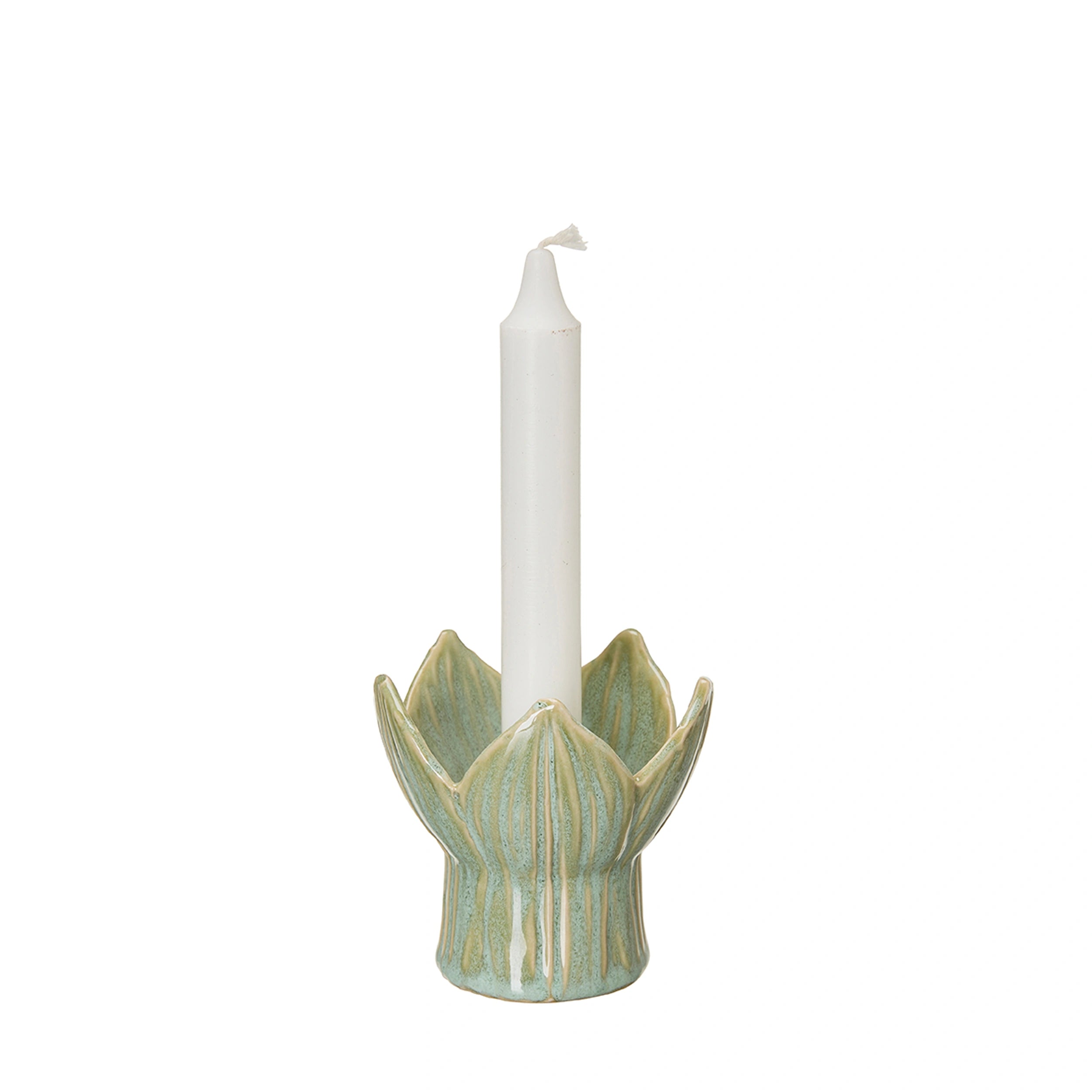Wikholm Form Ingela Green Melange stoneware dinner candle holder