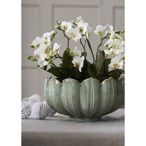 Wikholm Form Leslie light green stoneware planter with characterful glazed finish