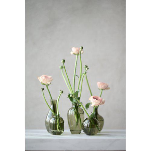 Wikholm Miriam mini green glass bud vases in mixed shapes