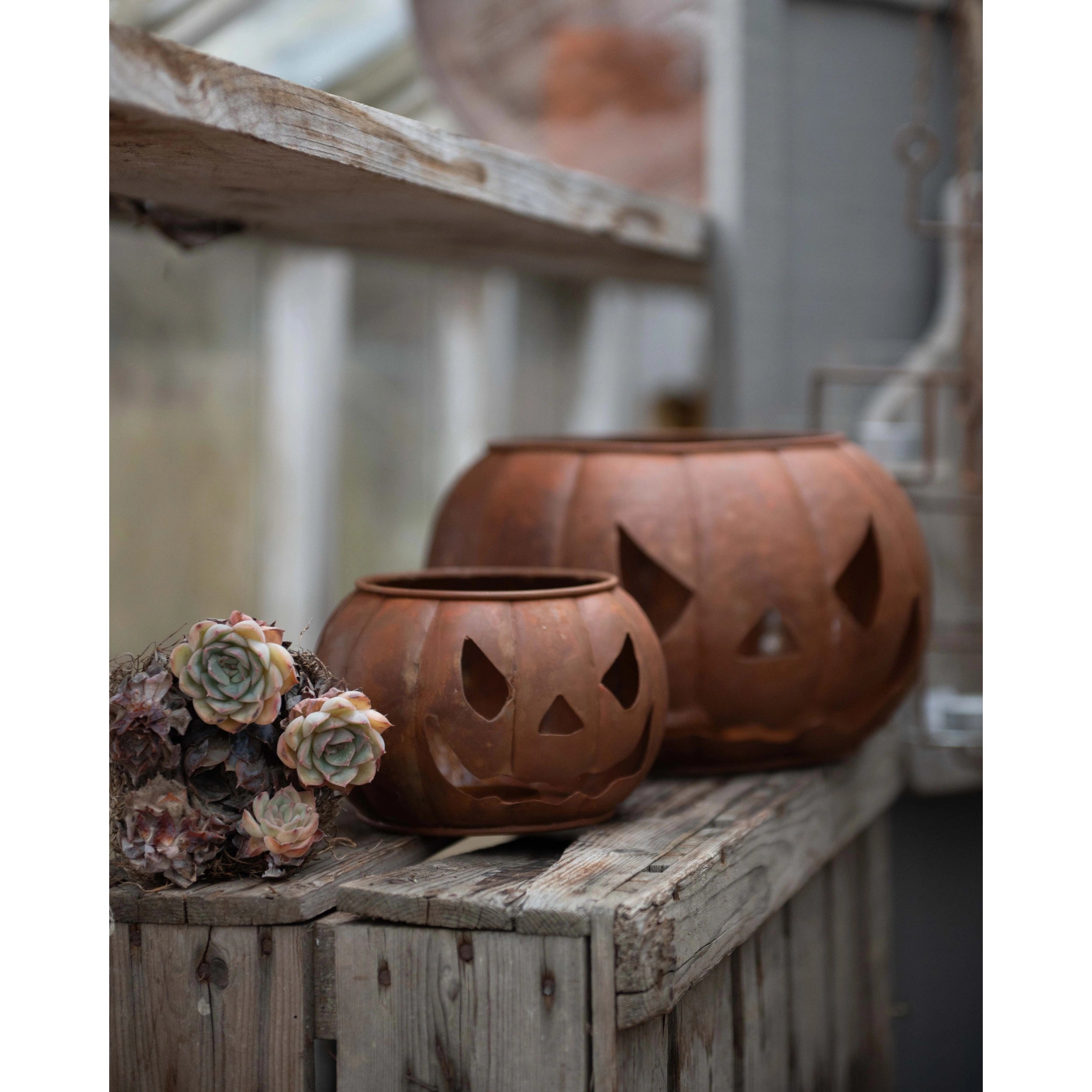 Wikholm Form Pumpa rust iron pumpkin lanterns in small and large sizes