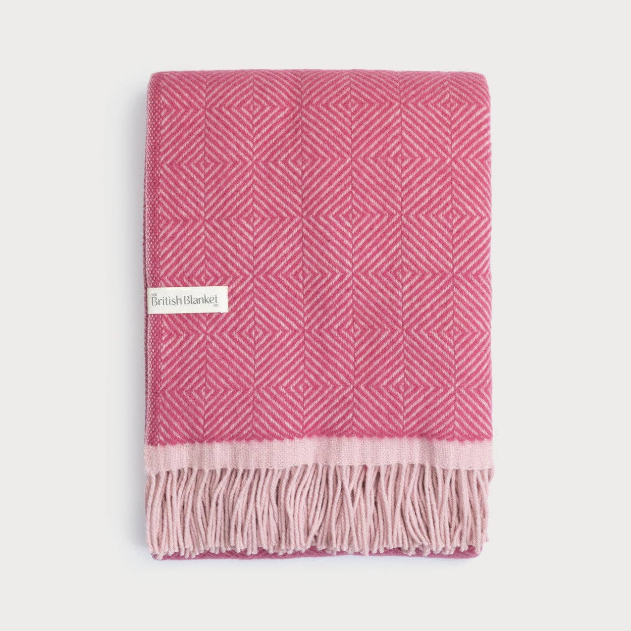Wildweave Clover and Briar Rose pure wool blanket in deep pink and soft blush tones