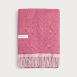 Wildweave Clover and Briar Rose pure wool blanket in deep pink and soft blush tones