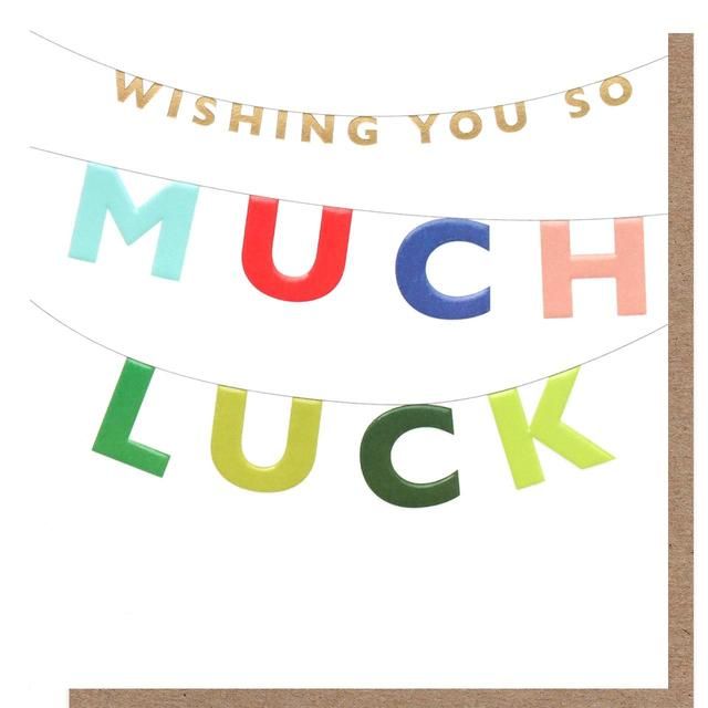Send your best wishes with this stylish Caroline Gardner good luck card. Featuring a cheerful design and blank inside for your personal message. Includes brown envelope.