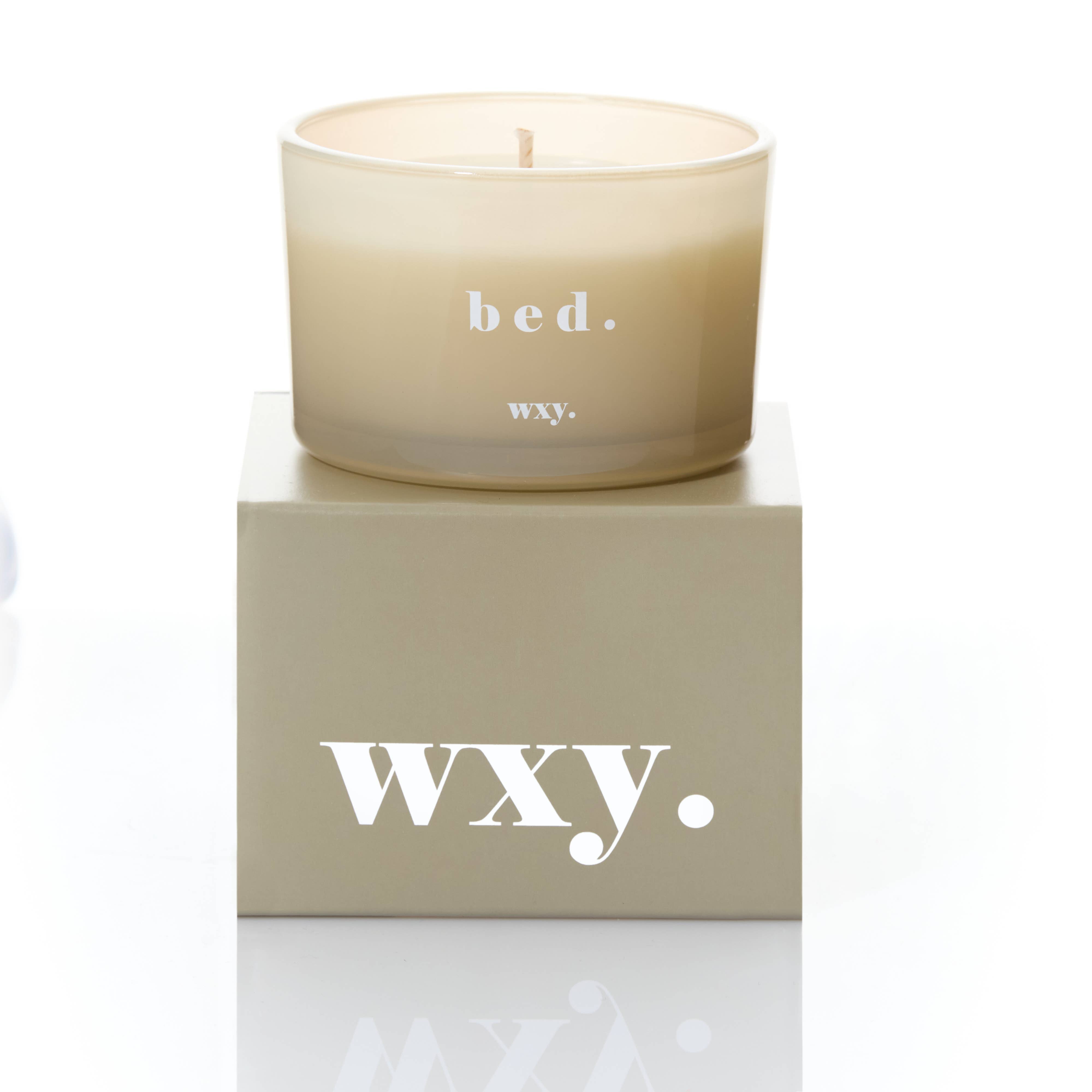 WXY Warm Musk and Black Vanilla scented candle hand-poured in the UK with plant-based wax.