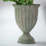 Antique Green Ribbed Posy Pot