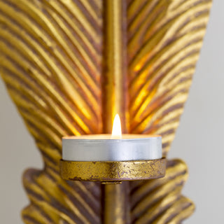 Gold Feather Tealight Holder