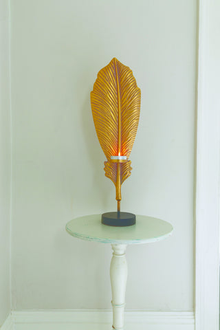 Gold Feather Tealight Holder