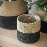 Neutral & Black Jute Striped Pots
