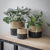 Neutral & Black Jute Striped Pots