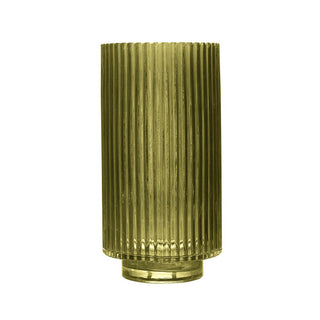 Olive Green Riffle Glass Vase