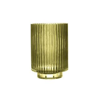 Olive Glass Riffle Vase