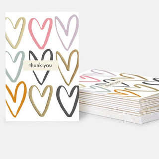 Gold Foil Hearts Thank You Notecard