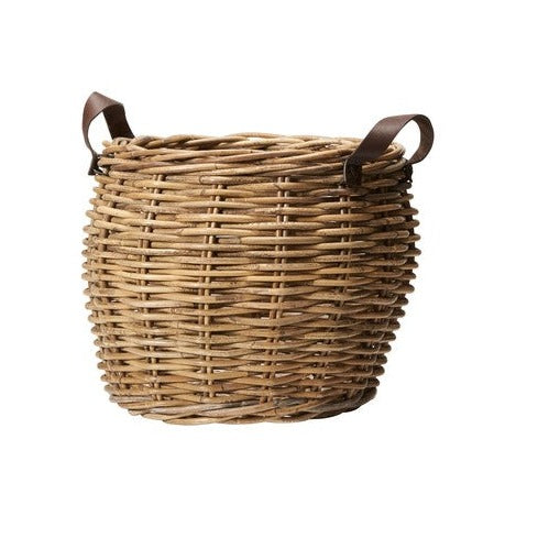 alexia rattan basket with leather handles woven storage