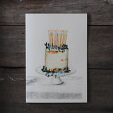 Handmade Birthday card by local artist Elena Deshmukh. Individually printed on textured, sustainable card milled in the Lake District. Blank inside.