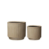 Elga ribbed cream plant pot with textured finish, decorative indoor planter for houseplants and home styling.