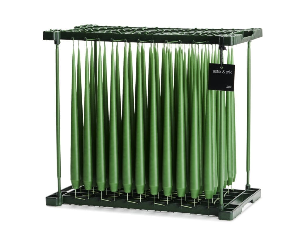 Ester & Erik Cut Grass 42cm tapered dinner candle in a fresh vibrant meadow green, traditionally hand-dipped and handcrafted in Denmark.