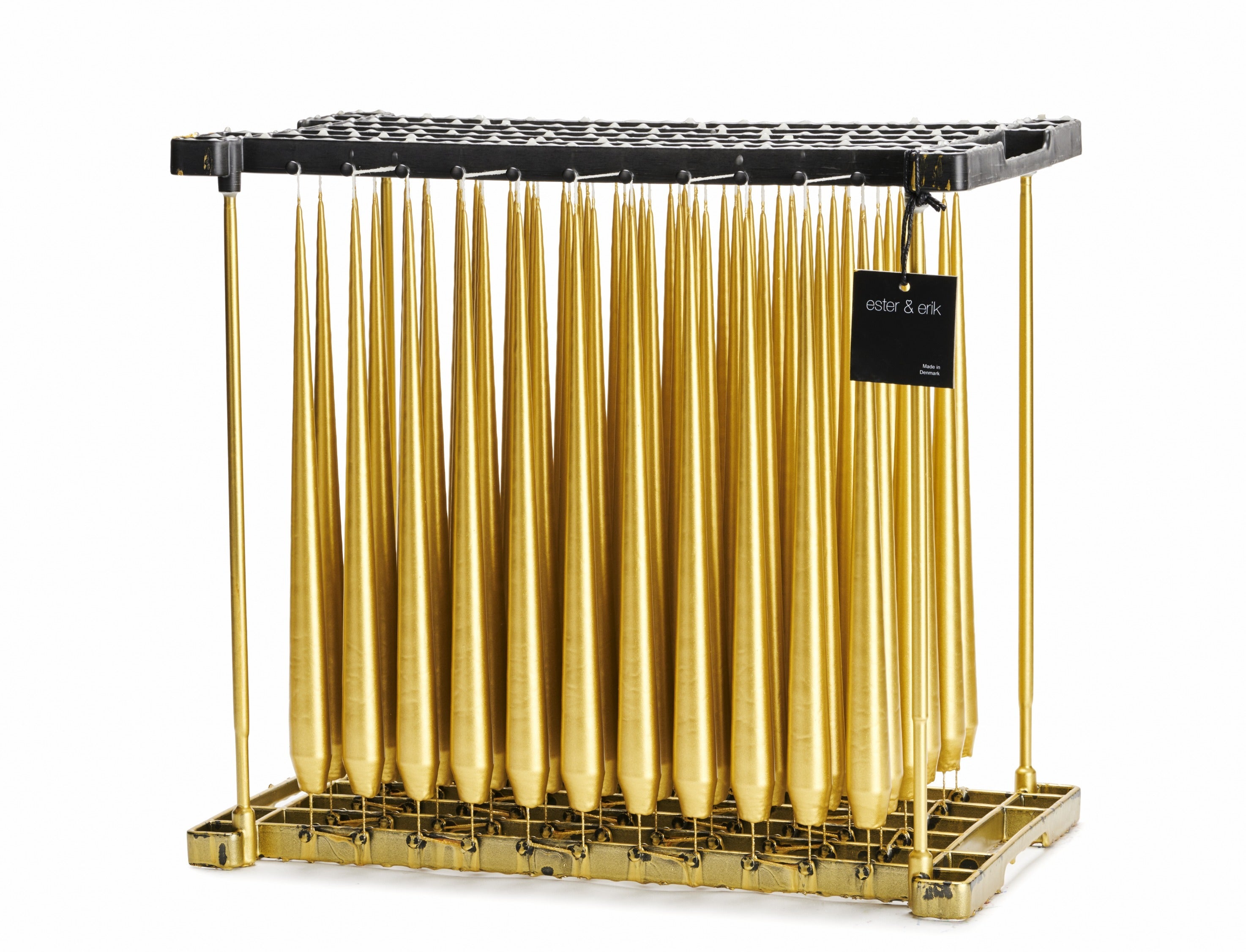 Ester & Erik Gold 42cm tapered dinner candle in a rich warm metallic gold with a soft shimmering finish, traditionally hand-dipped in Denmark.