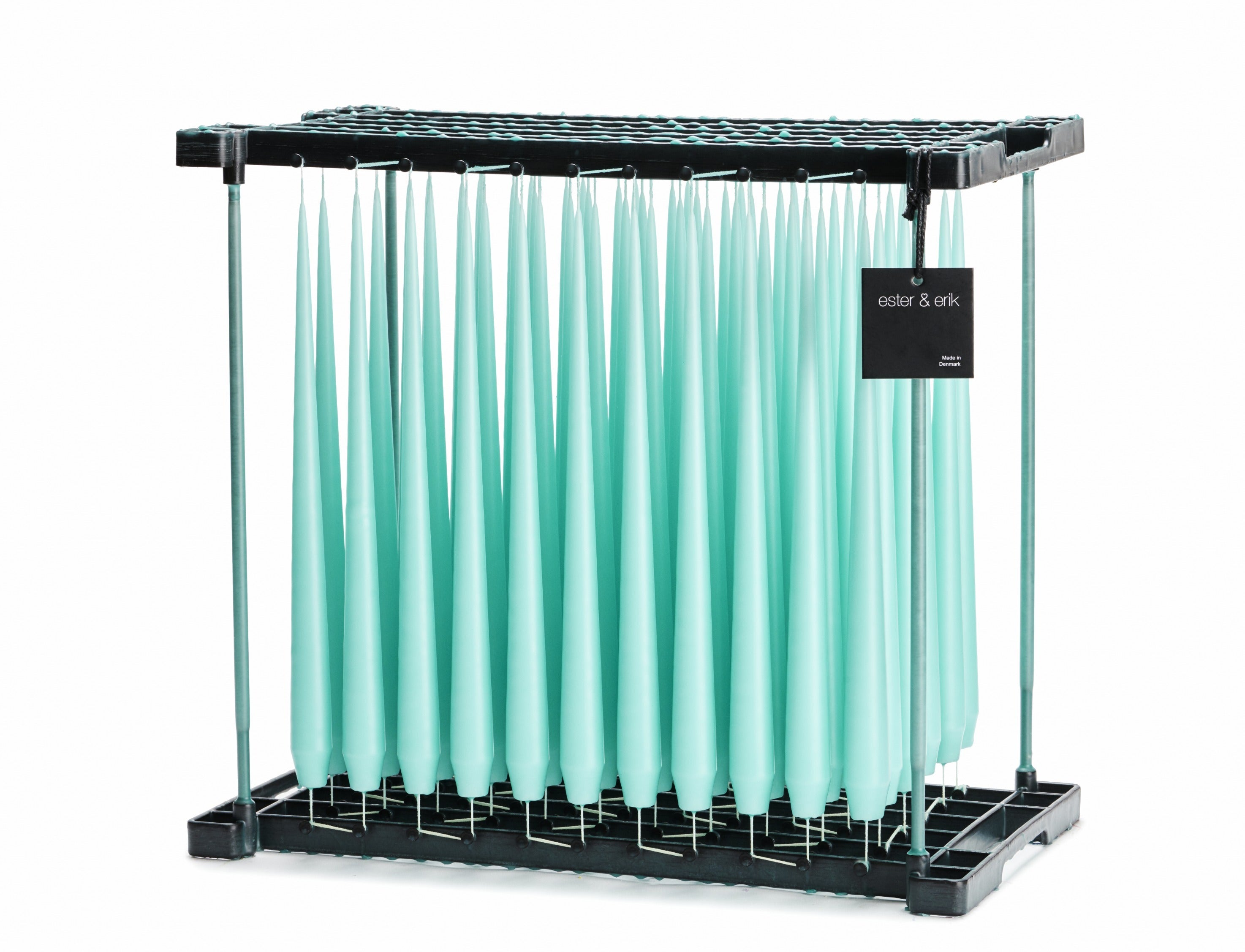 Ester & Erik Limpid Lagoon 42cm tapered dinner candle in a glowing aquatic turquoise blue-green, traditionally hand-dipped in Denmark.