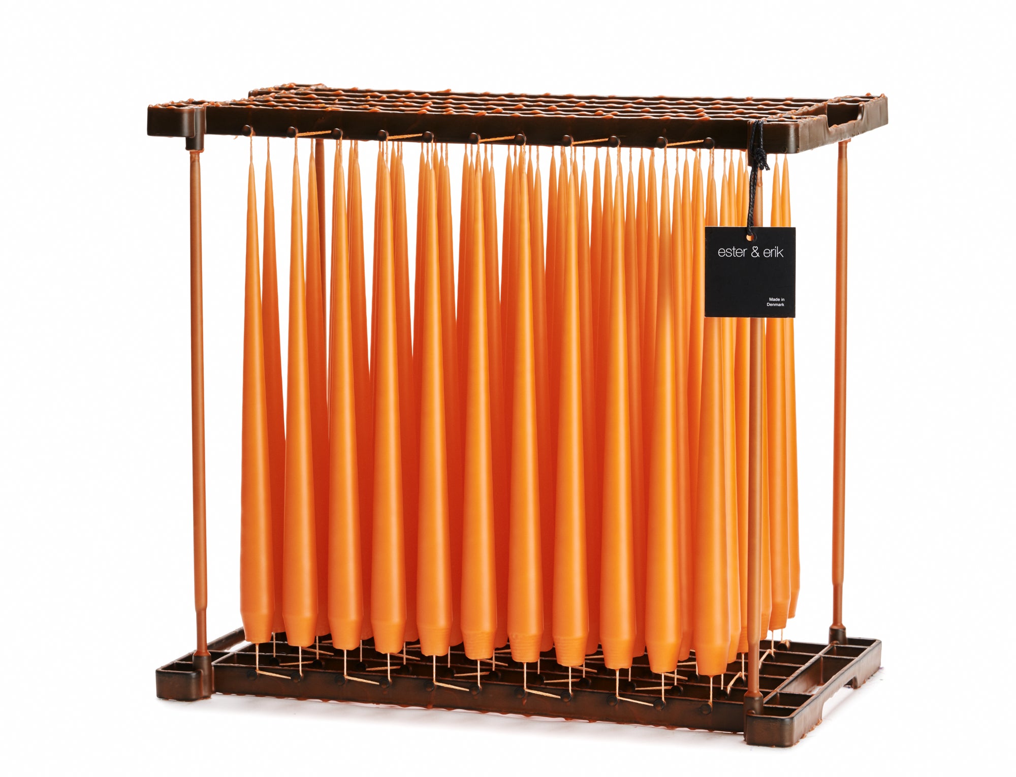 Ester & Erik Mild Orange 42cm tapered dinner candle in a fresh sun-warmed orange with soft peach undertones, traditionally hand-dipped in Denmark.