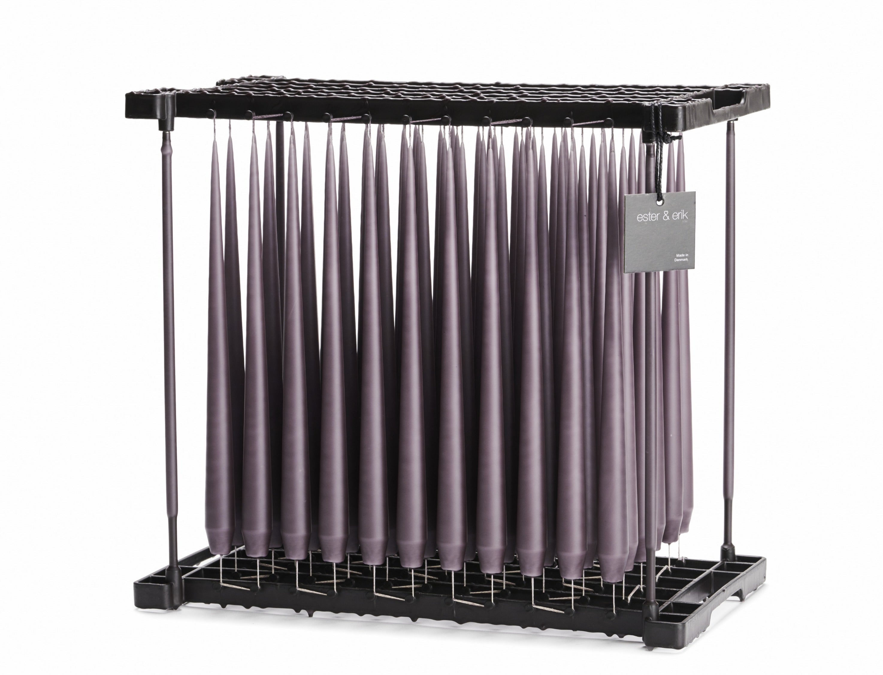 Ester & Erik Muted Mauve 42cm tapered dinner candle in a dusky plum mauve with soft lavender-pink and grey undertones, traditionally hand-dipped in Denmark.