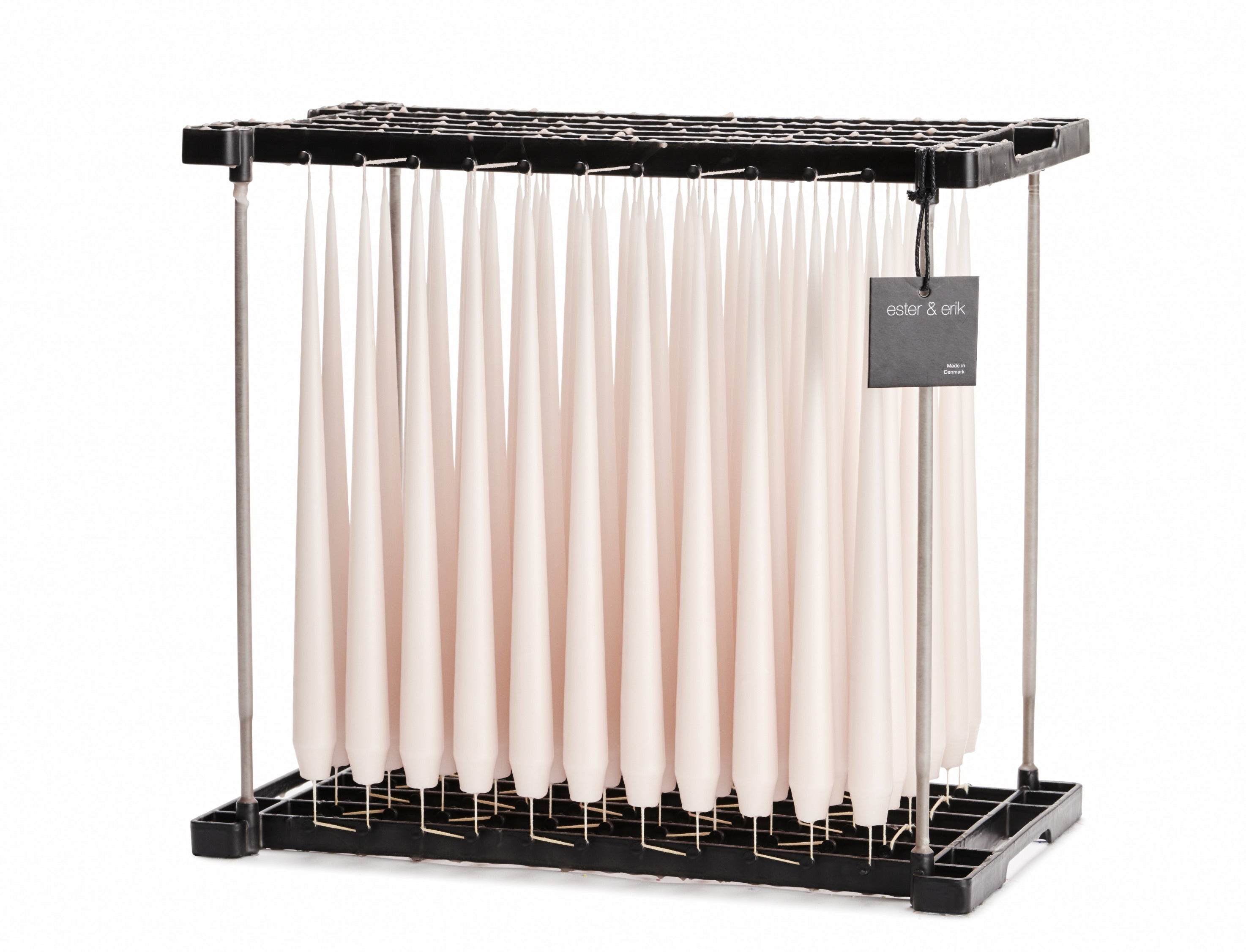 Ester & Erik Rose Water 42cm tapered dinner candle in a delicate pale blush pink with cool undertones, traditionally hand-dipped in Denmark.