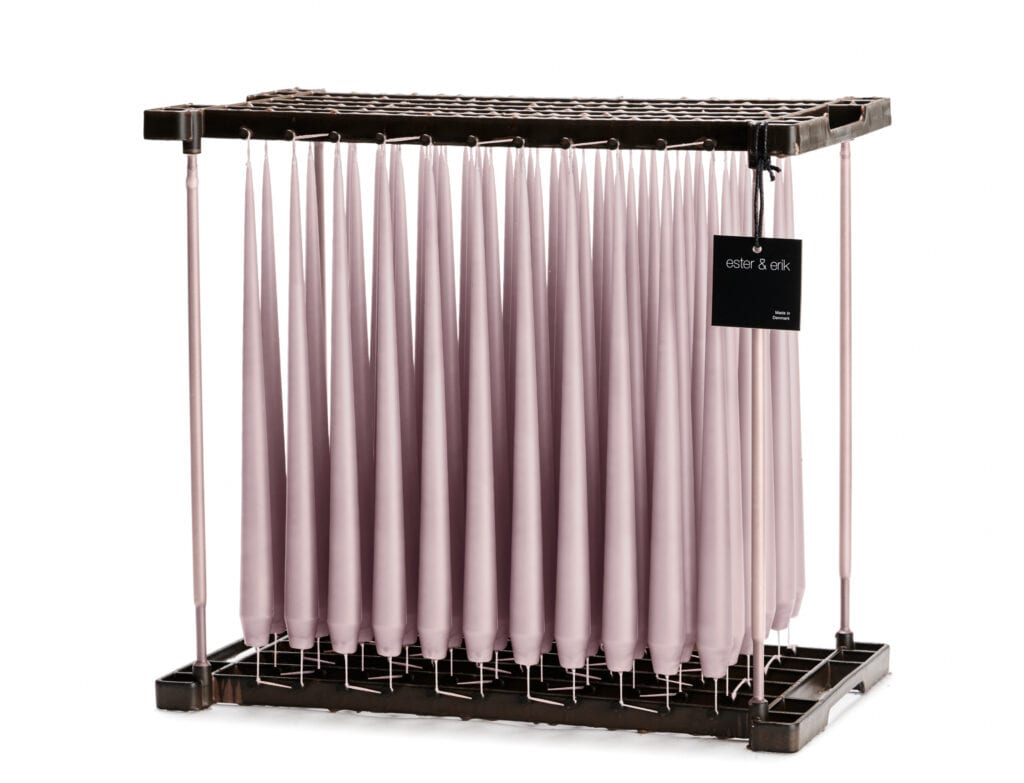 Ester & Erik Soft Rose 42cm tapered dinner candle in a delicate blush rose pink with soft mauve-grey undertones, traditionally hand-dipped in Denmark.