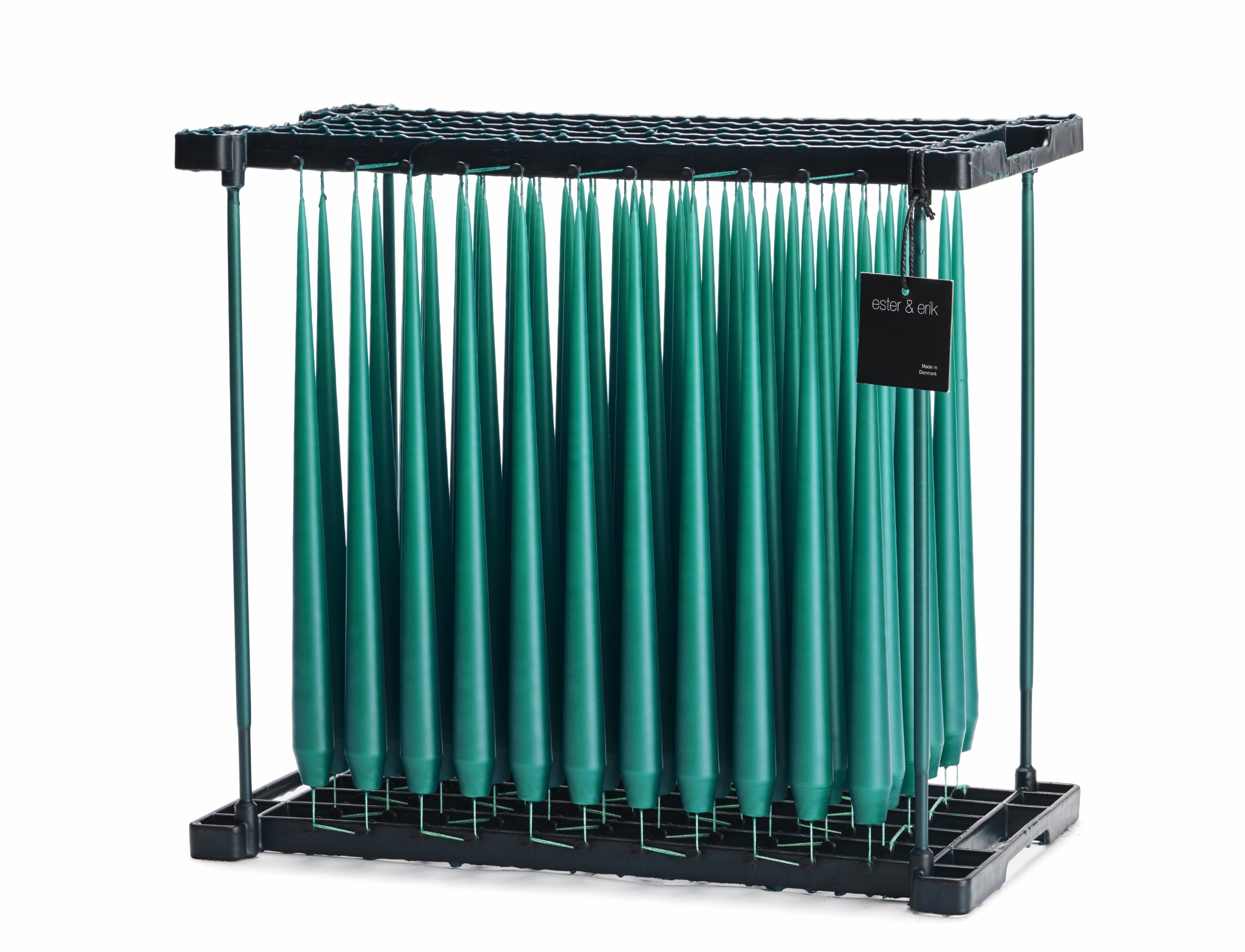 Ester & Erik Teal Tan 42cm tapered dinner candle in a saturated teal blue-green with warm muted undertones, traditionally hand-dipped in Denmark.