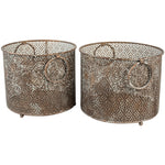 Petales vintage-style decorative lantern and planter with pillar candle and seasonal plant