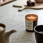 Plum & Ashby Wild Fig &amp; Saffron luxury soy candle, hand-poured in England with notes of wild fig, blackcurrant, saffron, amber and musk.
