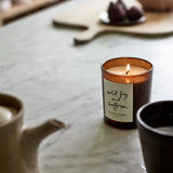 Plum & Ashby Wild Fig &amp; Saffron luxury soy candle, hand-poured in England with notes of wild fig, blackcurrant, saffron, amber and musk.